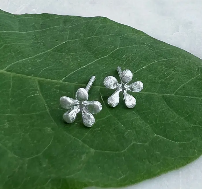 Tiny Daisy Studs Sterling Silver Earrings
