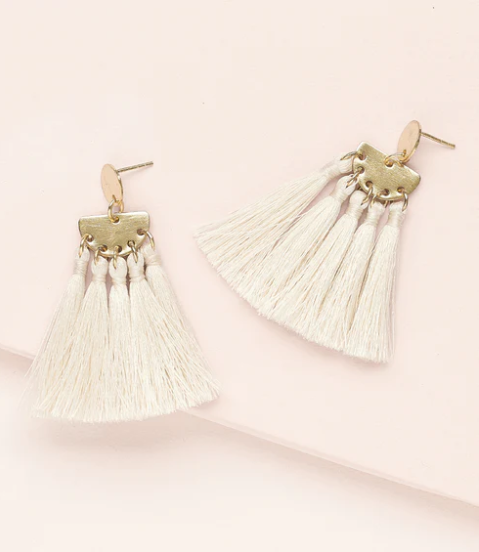 Danu White Tassel Earring