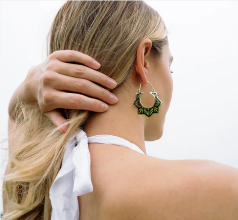 Nisha Lotus Hoop Earrings Gold