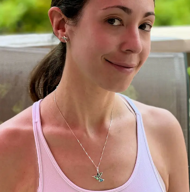 Abalone Hummingbird Sterling Silver Necklace