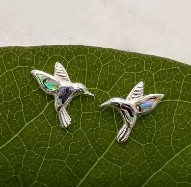 Abalone Hummingbird Stud Earrings