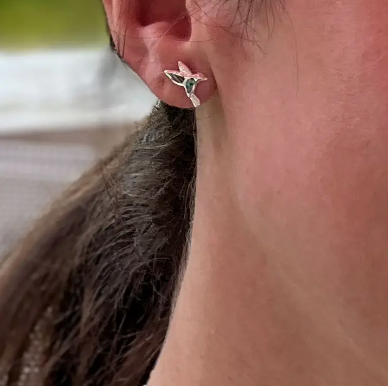 Abalone Hummingbird Stud Earrings
