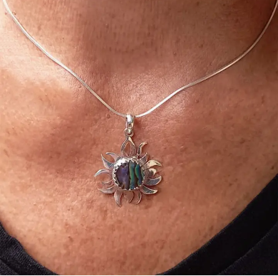 Abalone Sun Sterling Silver Necklace