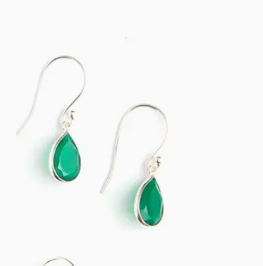 Raindrop Earrings Green Onyx