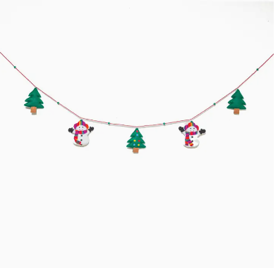 Snowman and Christmas Tree Garland