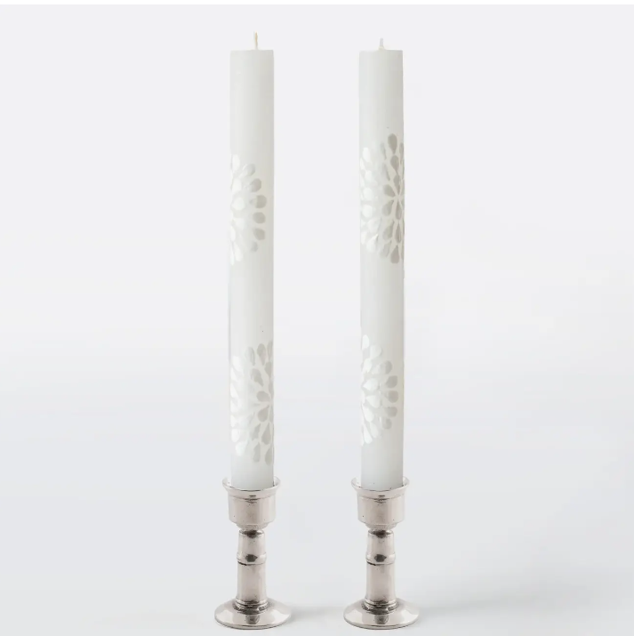 White on White Taper Candles 9" (2-Pack)