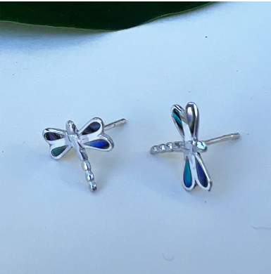 Abalone Dragonfly Studs - Sterling Silver