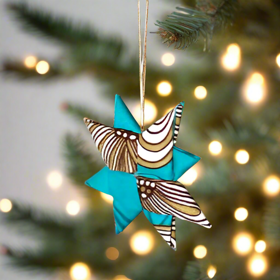 8-pointed Fabric Star Ornament - Blue