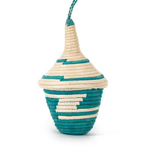Miniature Basket Ornament Tall Green 3.5". 2"