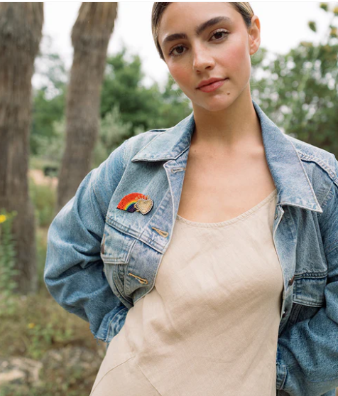 Bala Mani Beaded Rainbow Brooch Pin