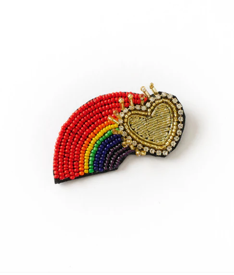 Bala Mani Beaded Rainbow Brooch Pin