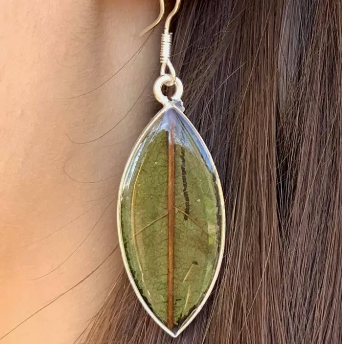 Pressed Botanical Leaves Drop Earrings