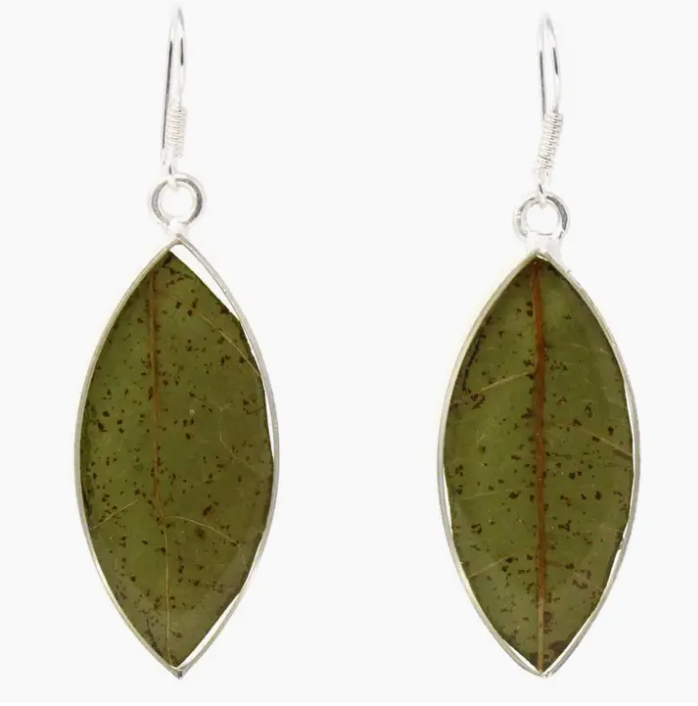 Pressed Botanical Leaves Drop Earrings