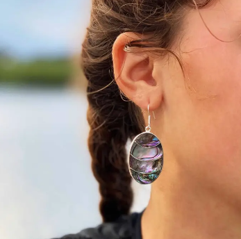 Lavender Frost Abalone Oval Earrings
