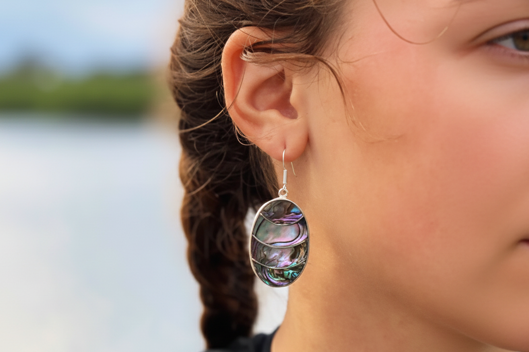 Lavender Frost Abalone Oval Earrings
