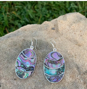 Lavender Frost Abalone Oval Earrings