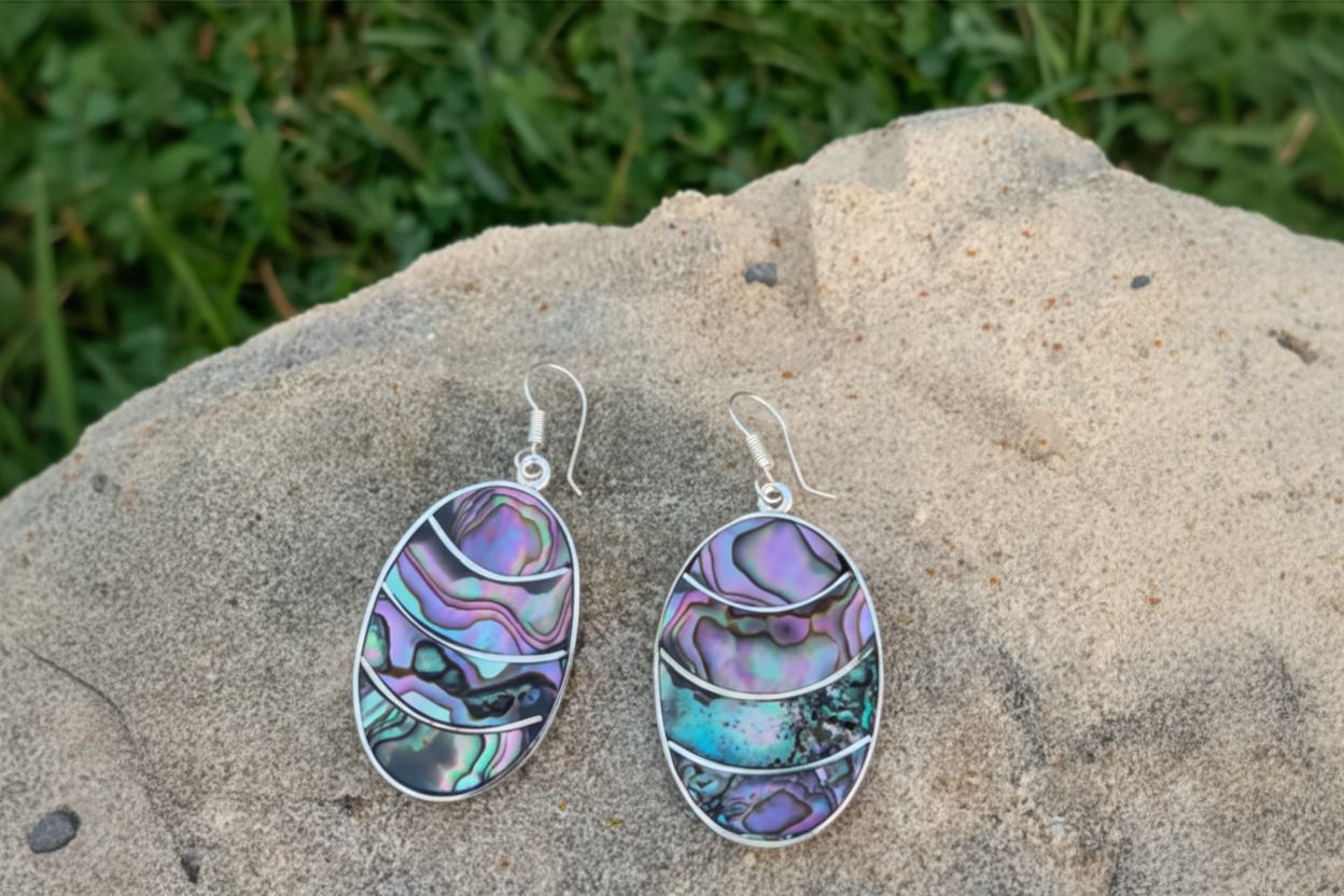 Lavender Frost Abalone Oval Earrings