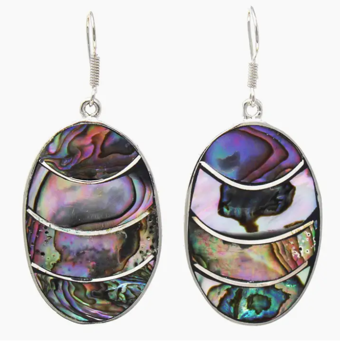 Lavender Frost Abalone Oval Earrings