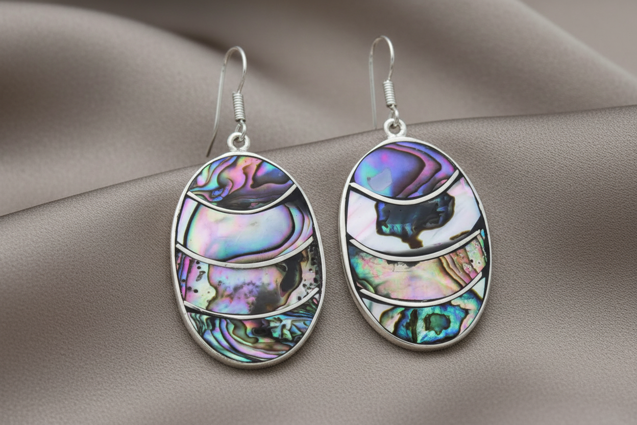Lavender Frost Abalone Oval Earrings
