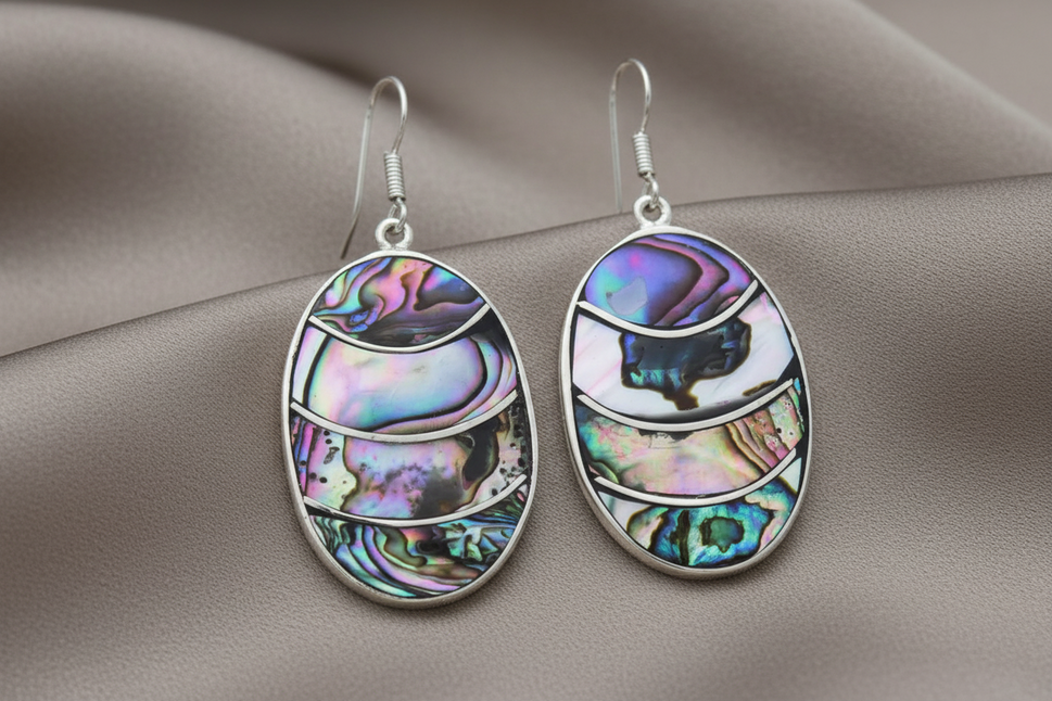 Lavender Frost Abalone Oval Earrings