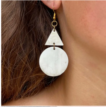 Triangle & Circle Dangle Horn Earrings