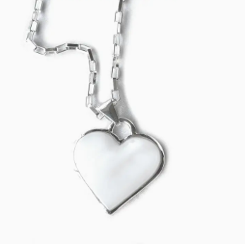 Corazon Blanco White Heart Pendant with Chain