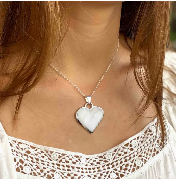 Corazon Blanco White Heart Pendant with Chain