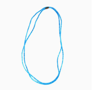 Long Single Strand Maasai Bead Necklace - Sky Blue