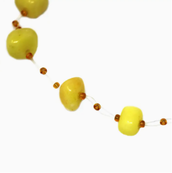 Floating Stone and Maasai Bead Necklace - Yellow