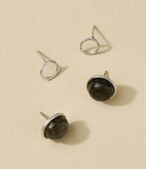 Indali Labradorite Stud Earrings - Set of 2 Semi Precious