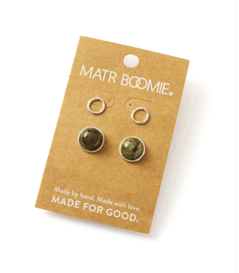 Indali Labradorite Stud Earrings - Set of 2 Semi Precious