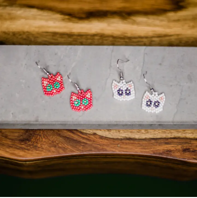 Cat Beaded Earrings