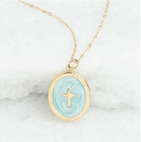 Shine Bright Cross Pendant in Mint