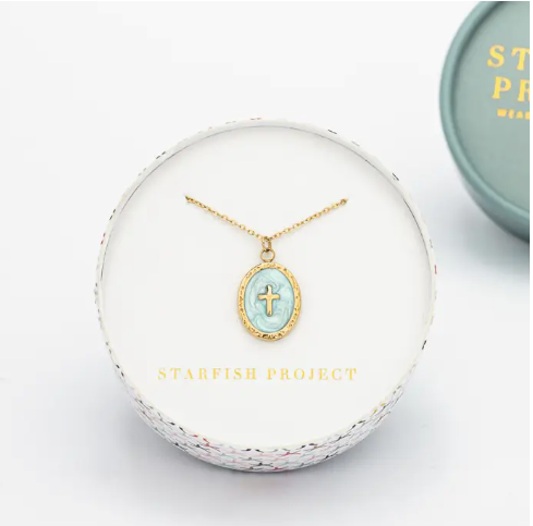 Shine Bright Cross Pendant in Mint