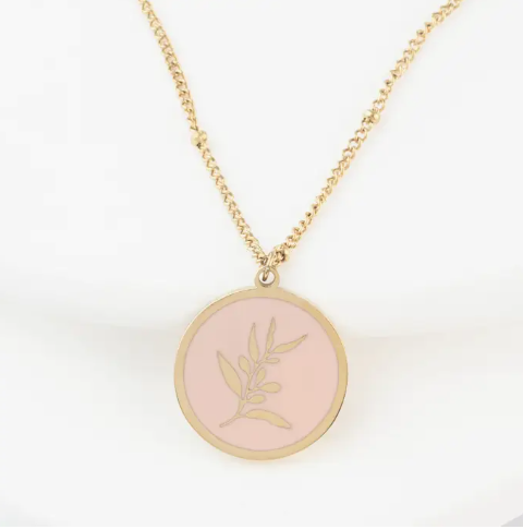 Resilience Leaf Necklace in Pink