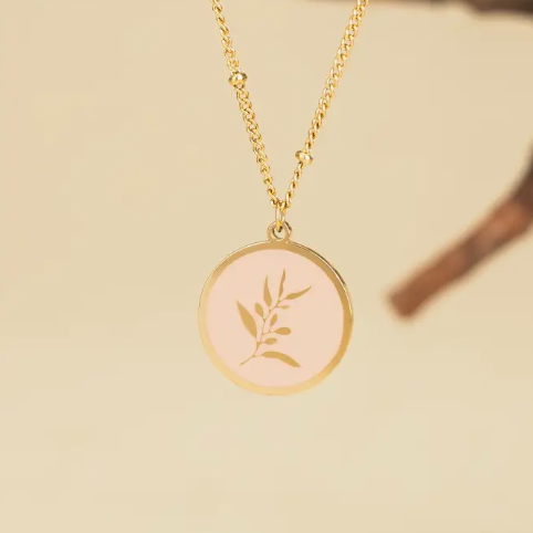 Resilience Leaf Necklace in Pink