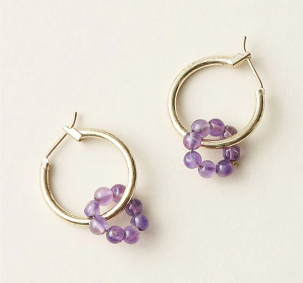 Jambumani Amethyst Small Gold Hoop Earrings