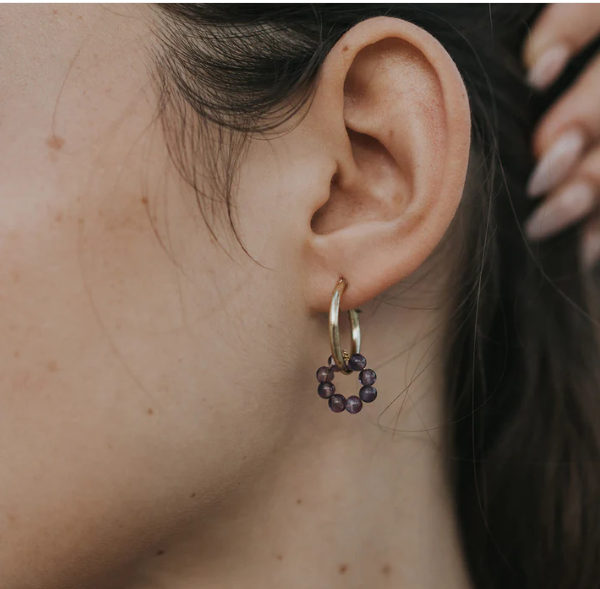 Jambumani Amethyst Small Gold Hoop Earrings
