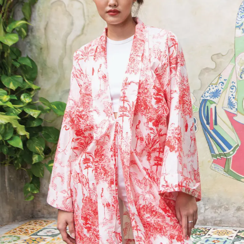 Surya Cotton Kimono - Red
