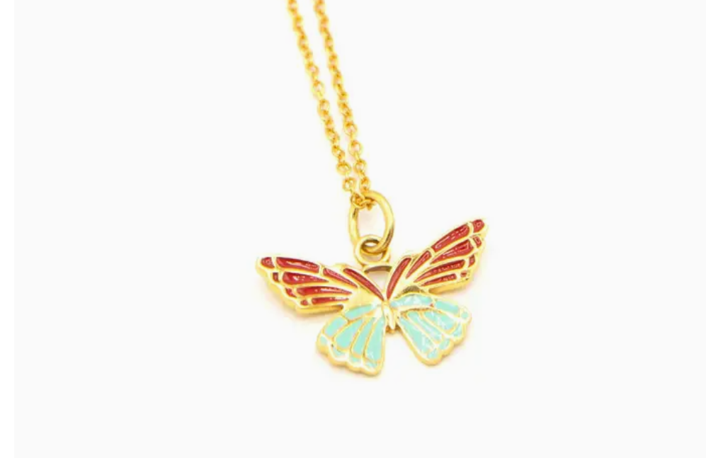 Fly Free Butterfly Enamel Necklace