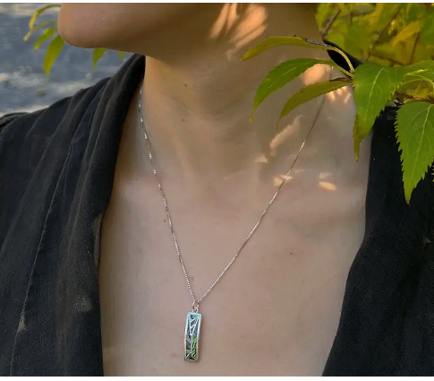 Mosaic Abalone Necklace - Sterling Silver