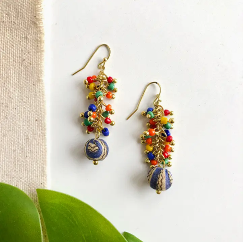 Confetti Kantha Cluster Earrings