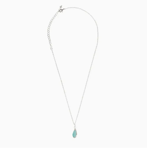 Aqua Pearl Silver Pendant Necklace