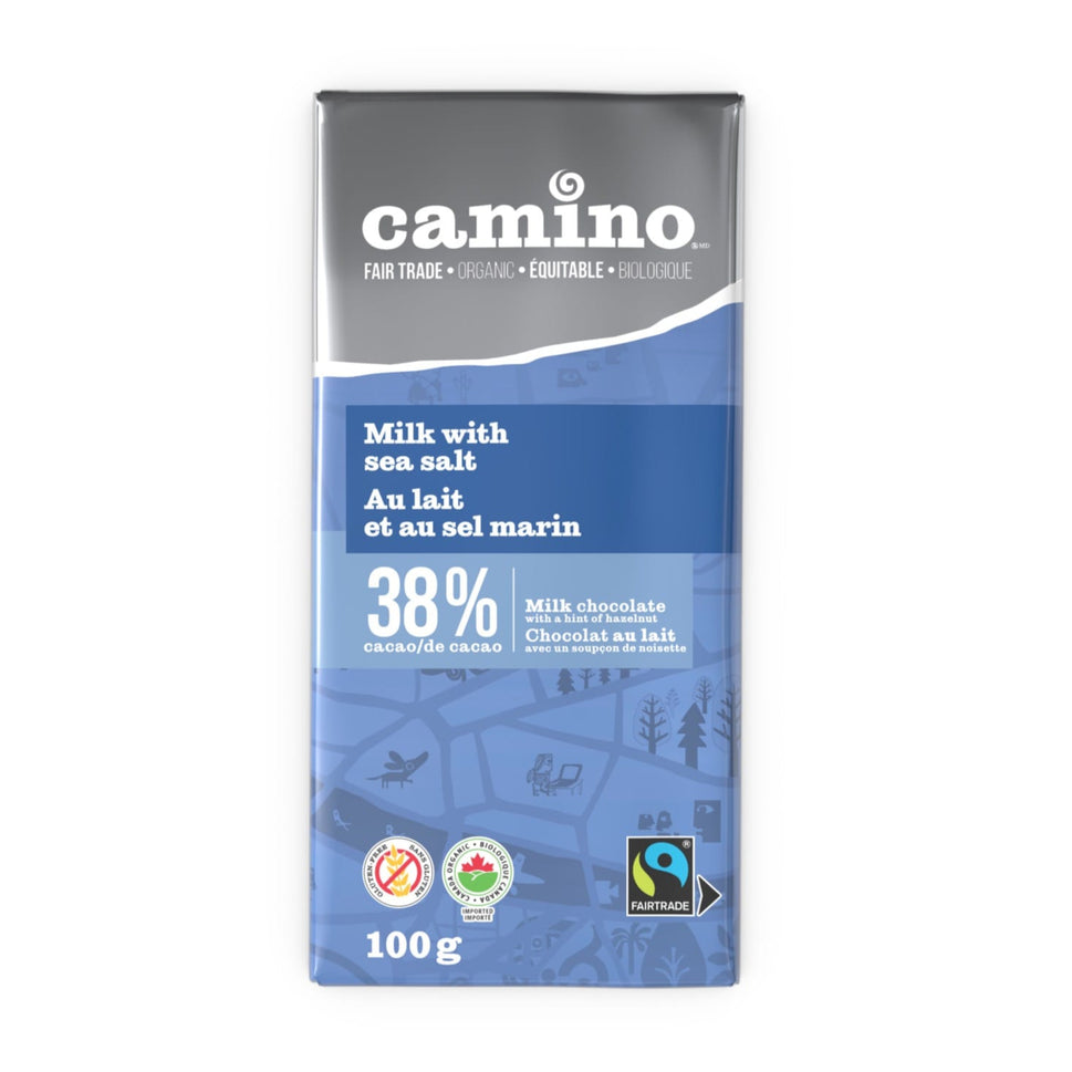 Camino Chocolate Bar Milk 38% w Sea Salt 100g