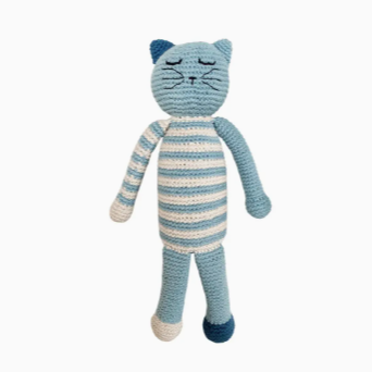 Sleeping Kitten Rattle Blue