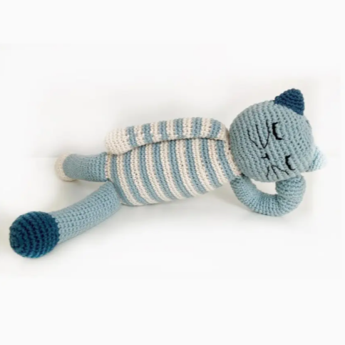 Sleeping Kitten Rattle Blue
