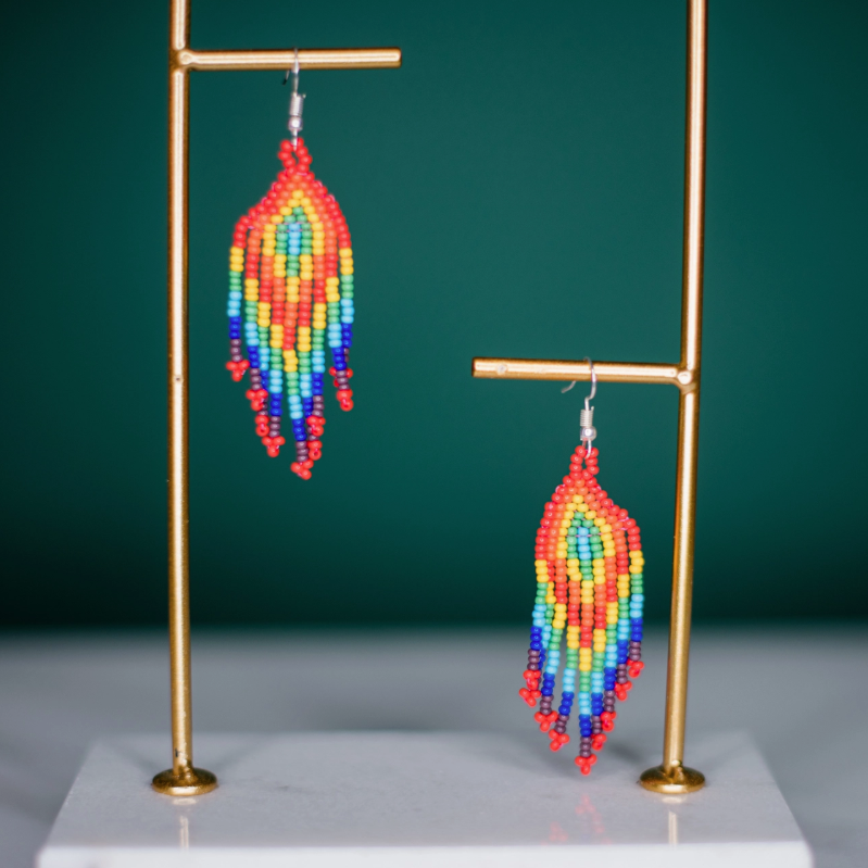 Small Rainbow Feather Earrings