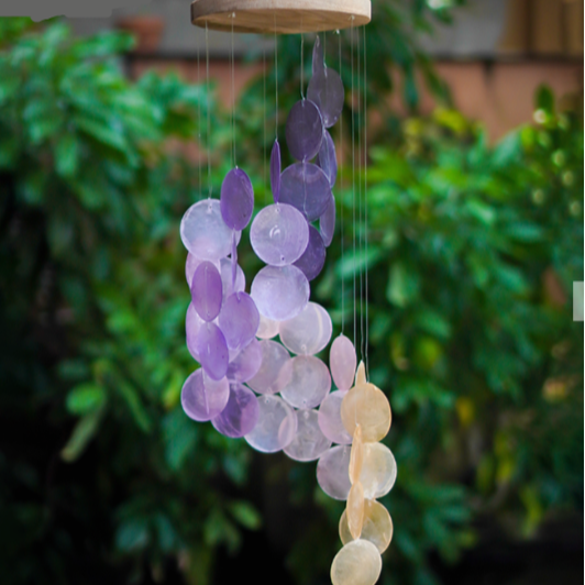 Capiz Chime Sunrise Spiral with Wood frame