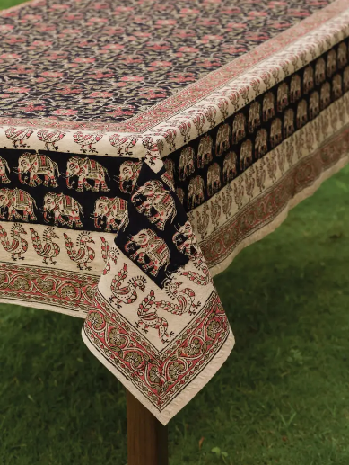 Elephant Kalamkari Tablecloth - 60"x90"
