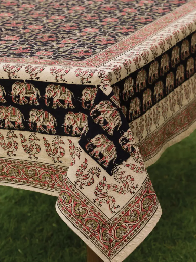 Elephant Kalamkari Tablecloth - 60"x90"